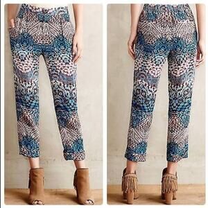 Anthropologie Elevenses Lanikai Cropped Cuff Multicolor Print Trouser Pant 4
